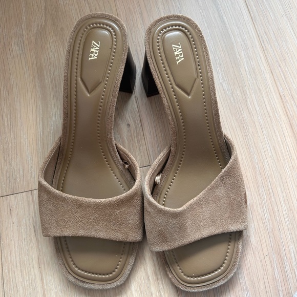 Zara Suede Heeled Sandals, size 6.5 - Picture 2 of 3